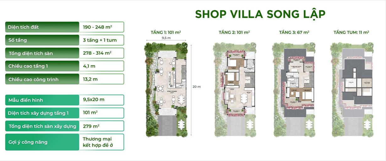 shop villa song lập ecopark long an layout