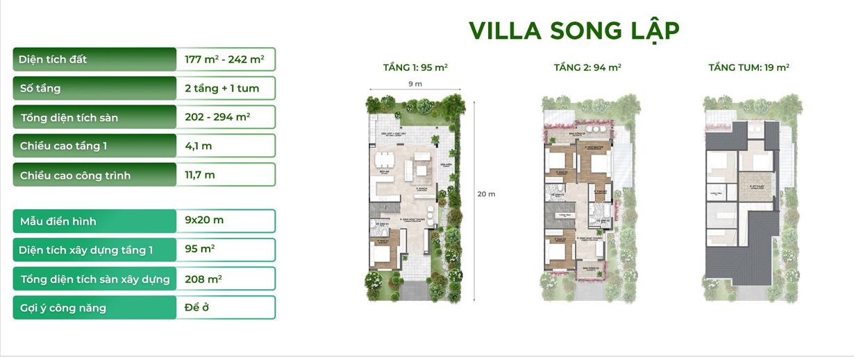 villa song lập ecopark long an